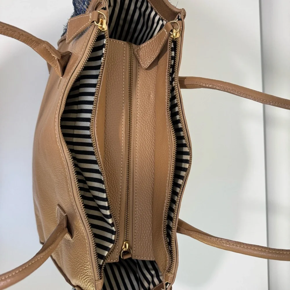 Clever Carriage Company Leather Crochet Shopper Bag